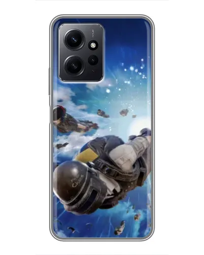 Чехол для Xiaomi Redmi Note 12 с картинкой «Десант PUBG — прыжок»