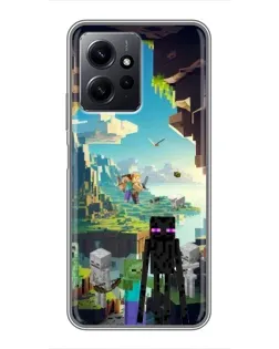 Чехол для Xiaomi Redmi Note 12 с картинкой «Эндермен в лесу»