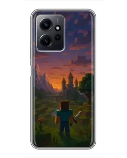 Чехол для Xiaomi Redmi Note 12 с картинкой «Стив у башни»