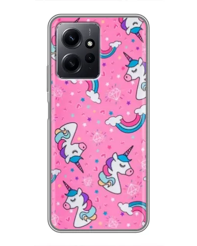 Чехол для Xiaomi Redmi Note 12 с картинкой «Unicorn паттерн розовый»