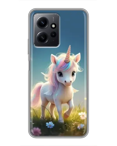 Чехол для Xiaomi Redmi Note 12 с картинкой «Единорог на поляне»