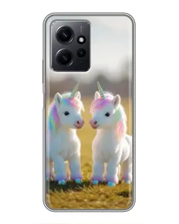 Чехол для Xiaomi Redmi Note 12 с картинкой «Пара единорогов»