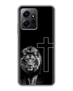 Чехол для Xiaomi Redmi Note 12 с картинкой «Лев и Крест»