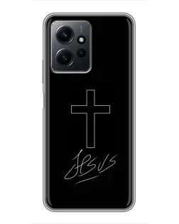 Чехол для Xiaomi Redmi Note 12 с картинкой «Графический крест Jesus»