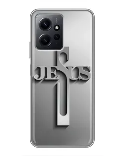 Чехол для Xiaomi Redmi Note 12 с картинкой «Металлический крест Jesus»