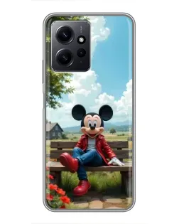 Чехол для Xiaomi Redmi Note 12 с картинкой «Микки на скамейке»