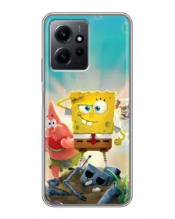 Чехол для Xiaomi Redmi Note 12 с картинкой «Спанч Боб победитель»
