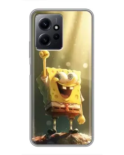 Чехол для Xiaomi Redmi Note 12 с картинкой «Сияющий Спанч Боб»