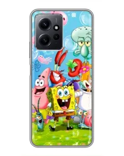 Чехол для Xiaomi Redmi Note 12 с картинкой «Губка Боб и друзья»