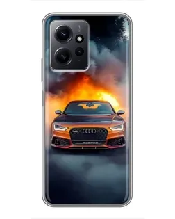 Чохол для Xiaomi Redmi Note 12 з картинкою «Audi у вогняному диму»