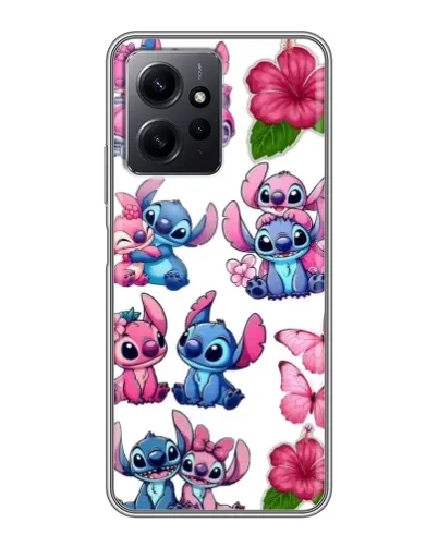 Чехол для Xiaomi Redmi Note 12 с картинкой «Стикеры Stitch и Angel»