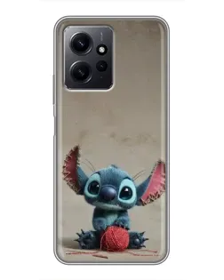 Чехол для Xiaomi Redmi Note 12 с картинкой «Стич на коричневом фоне»
