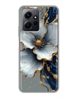 Чохол для Xiaomi Redmi Note 12 з картинкою «Біла квітка та золотий флюїд»