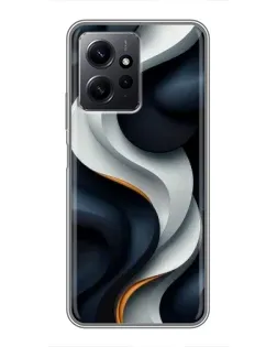 Чехол для Xiaomi Redmi Note 12 с картинкой «Объемные черно-белые ленты»