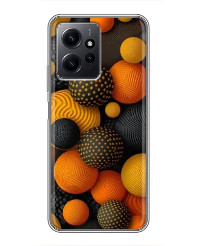 Чехол для Xiaomi Redmi Note 12 с картинкой «Объемные оранжевые сферы»