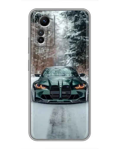 Чехол для Xiaomi Redmi Note 12s с картинкой «BMW в зимнем лесу»