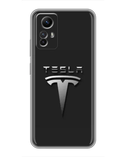 Чехол для Xiaomi Redmi Note 12s с картинкой «Стальной логотип Tesla»
