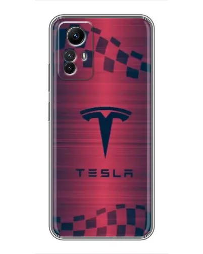 Чехол для Xiaomi Redmi Note 12s с картинкой «Тесла красный карбон»