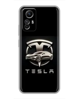 Чехол для Xiaomi Redmi Note 12s с картинкой «Tesla — серебристое авто» Чехол для Xiaomi Redmi Note 12s с картинкой «Tesla — серебристое авто»