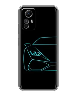 Чехол для Xiaomi Redmi Note 12s с картинкой «Голубой силуэт Lamborghini» Чехол для Xiaomi Redmi Note 12s с картинкой «Голубой силуэт Lamborghini»