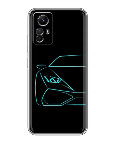 Чехол для Xiaomi Redmi Note 12s с картинкой «Голубой силуэт Lamborghini»