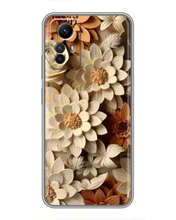 Чехол для Xiaomi Redmi Note 12s с картинкой «Бежевый флористический декор»