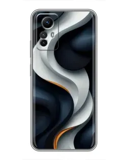 Чехол для Xiaomi Redmi Note 12s с картинкой «Объемные черно-белые ленты»