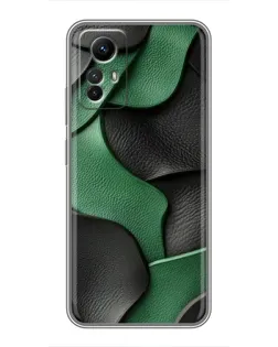 Чехол для Xiaomi Redmi Note 12s с картинкой «Зеленые кожаные волны»