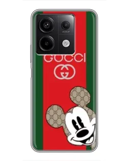 Чехол для Xiaomi Redmi Note 13 (5G) с картинкой «Gucci — полосы и Микки» Чехол для Xiaomi Redmi Note 13 (5G) с картинкой «Gucci — полосы и Микки»