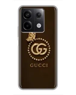 Чехол для Xiaomi Redmi Note 13 (5G) с картинкой «Gucci — золотая бабочка» Чехол для Xiaomi Redmi Note 13 (5G) с картинкой «Gucci — золотая бабочка»