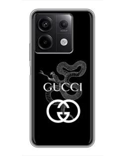 Чехол для Xiaomi Redmi Note 13 (5G) с картинкой «Gucci — серебряная змея» Чехол для Xiaomi Redmi Note 13 (5G) с картинкой «Gucci — серебряная змея»