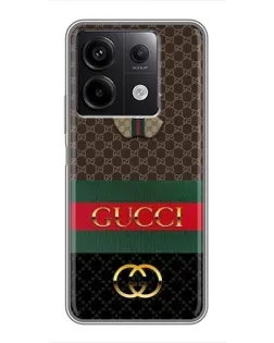 Чехол для Xiaomi Redmi Note 13 (5G) с картинкой «Gucci — брендированный десерт» Чехол для Xiaomi Redmi Note 13 (5G) с картинкой «Gucci — брендированный десерт»