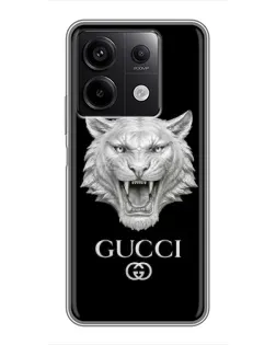Чехол для Xiaomi Redmi Note 13 (5G) с картинкой «Gucci — серебряный лев» Чехол для Xiaomi Redmi Note 13 (5G) с картинкой «Gucci — серебряный лев»
