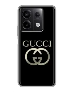 Чехол для Xiaomi Redmi Note 13 (5G) с картинкой «Gucci — золото на черном» Чехол для Xiaomi Redmi Note 13 (5G) с картинкой «Gucci — золото на черном»