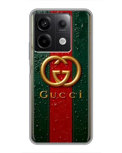 Чехол для Xiaomi Redmi Note 13 (5G) с картинкой «Gucci — фирменная полоса и золото» Чехол для Xiaomi Redmi Note 13 (5G) с картинкой «Gucci — фирменная полоса и золото»