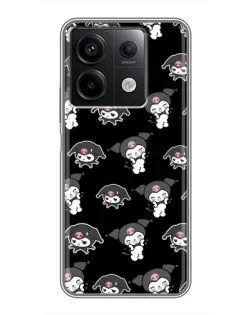 Чехол для Xiaomi Redmi Note 13 (5G) с картинкой «Черный паттерн Kuromi»