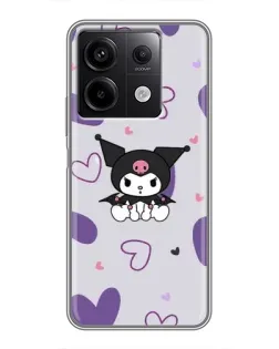 Чехол для Xiaomi Redmi Note 13 (5G) с картинкой «Kuromi и лавандовые сердца»