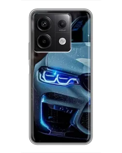 Чохол для Xiaomi Redmi Note 13 (5G) з картинкою «Погляд BMW з синіми фарами»