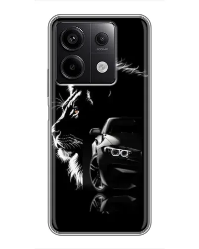 Чехол для Xiaomi Redmi Note 13 (5G) с картинкой «BMW и лев» Чехол для Xiaomi Redmi Note 13 (5G) с картинкой «BMW и лев»