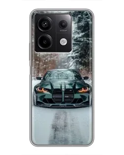 Чохол для Xiaomi Redmi Note 13 (5G) з картинкою «BMW у зимовому лісі»
