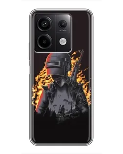 Чехол для Xiaomi Redmi Note 13 (5G) с картинкой «PUBG — огненный силуэт» Чехол для Xiaomi Redmi Note 13 (5G) с картинкой «PUBG — огненный силуэт»