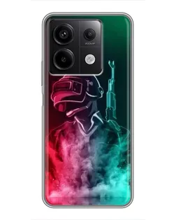 Чехол для Xiaomi Redmi Note 13 (5G) с картинкой «PUBG — огненный воин» Чехол для Xiaomi Redmi Note 13 (5G) с картинкой «PUBG — огненный воин»
