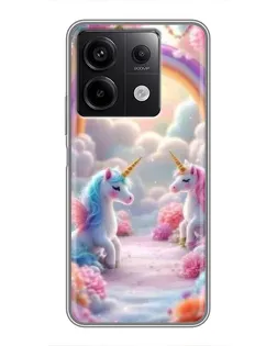 Чохол для Xiaomi Redmi Note 13 (5G) з картинкою «Веселка і єдинороги»