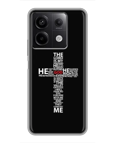 Чехол для Xiaomi Redmi Note 13 (5G) с картинкой «Текстовый крест» Чехол для Xiaomi Redmi Note 13 (5G) с картинкой «Текстовый крест»