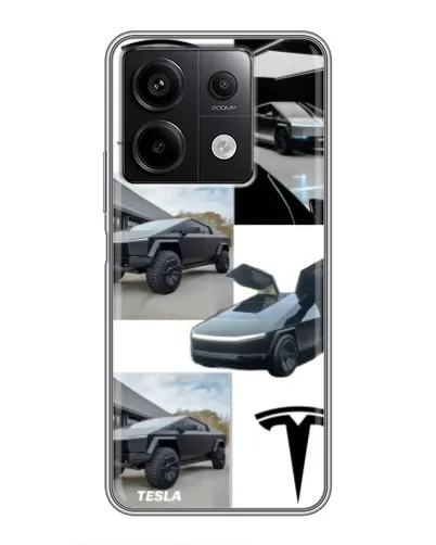 Чехол для Xiaomi Redmi Note 13 (5G) с картинкой «Коллаж Cybertruck Tesla» Чехол для Xiaomi Redmi Note 13 (5G) с картинкой «Коллаж Cybertruck Tesla»