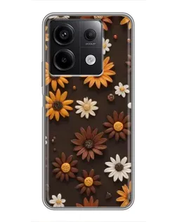 Чехол для Xiaomi Redmi Note 13 (5G) с картинкой «Узор из маленьких подсолнухов»