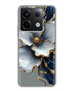 Чехол для Xiaomi Redmi Note 13 (5G) с картинкой «Белый цветок и золотой флюид»