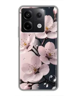 Чехол для Xiaomi Redmi Note 13 (5G) с картинкой «Нежная сакура и капли»