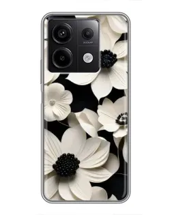 Чехол для Xiaomi Redmi Note 13 (5G) с картинкой «Объемные белые цветы»