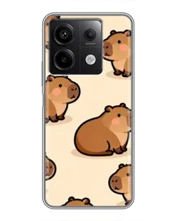 Чохол для Xiaomi Redmi Note 13 (5G) з картинкою «Паттерн милих капібар»